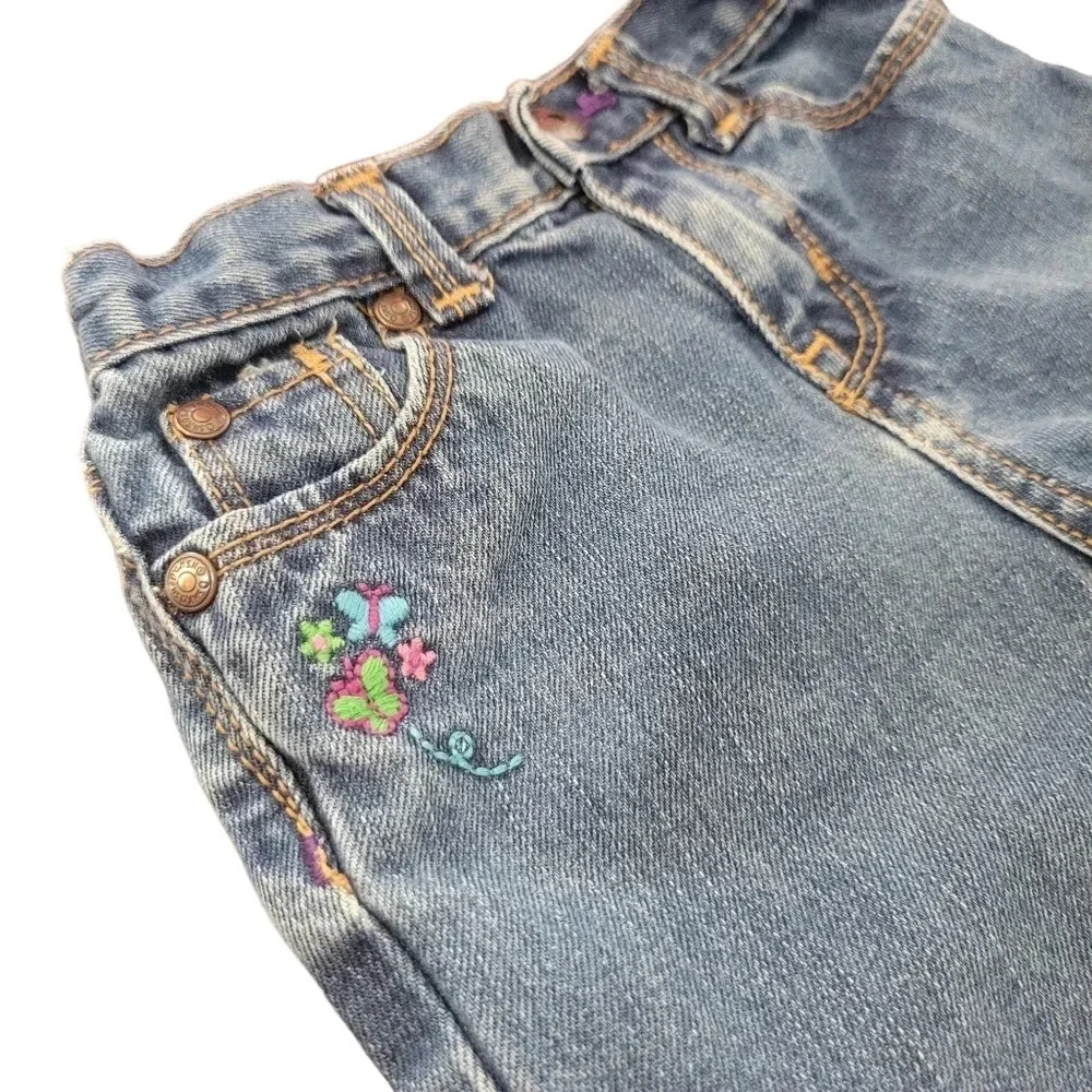 OshKosh Cotton Denim Embroidered Jeans Toddler Girl 24mo Cottagecore Boho